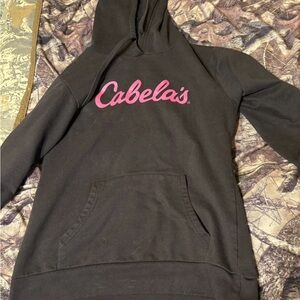 Cabela's Black Hoodie with Pink Logo